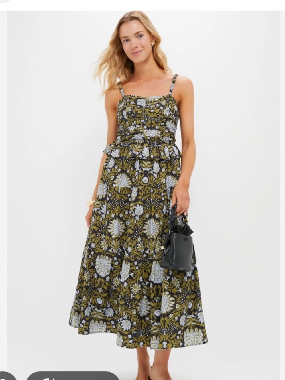 Tuckernuck Hyacinth House black fall floral Myles midi dress M